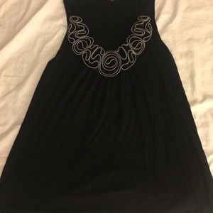 Black tunic top with zipper-style design